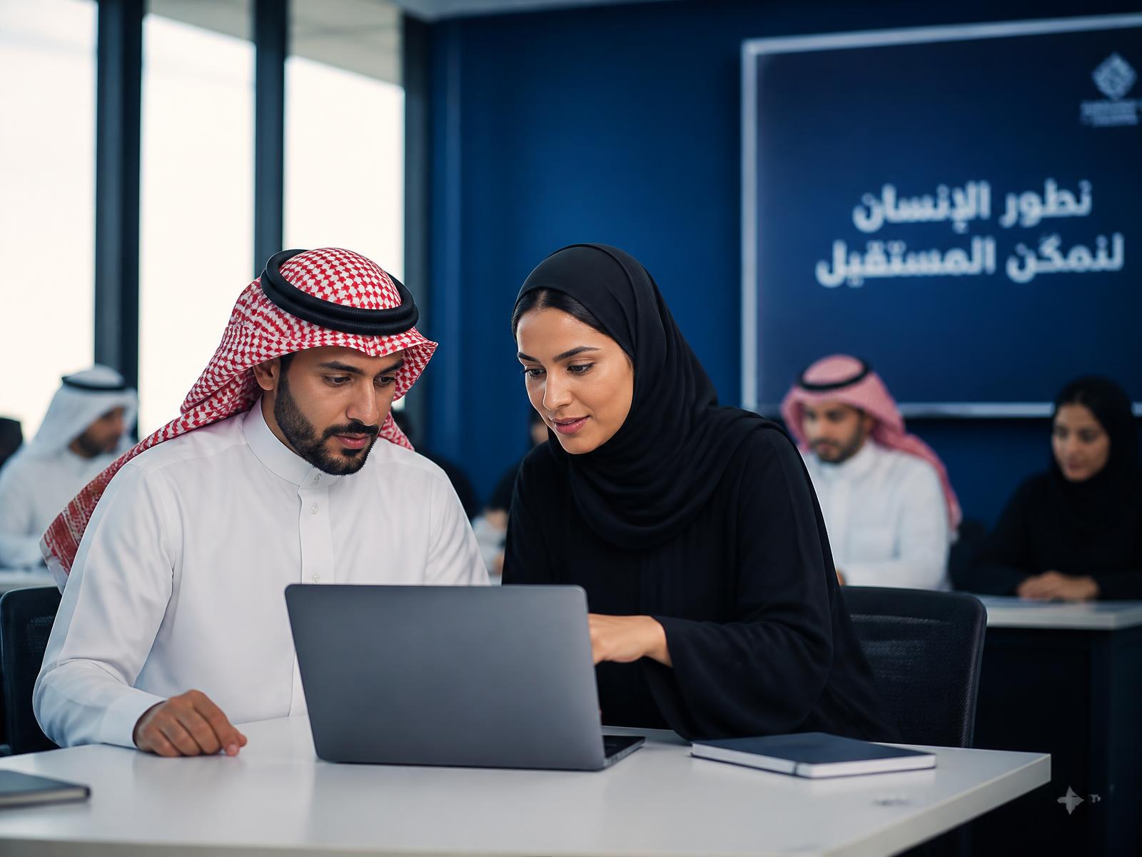 Emdad Academy trainers and learners working together in Riyadh